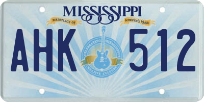 MS license plate AHK512
