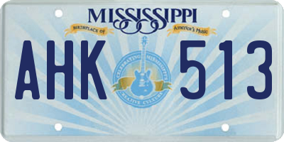 MS license plate AHK513