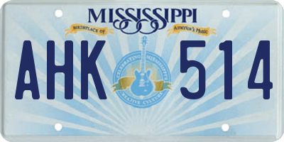 MS license plate AHK514
