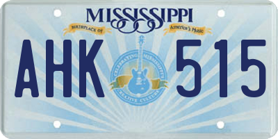 MS license plate AHK515