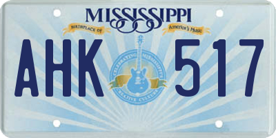 MS license plate AHK517