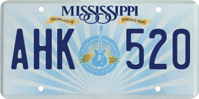 MS license plate AHK520