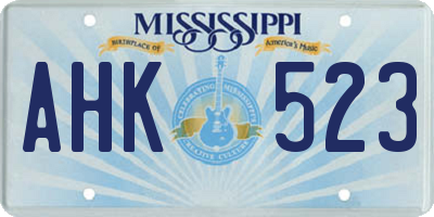 MS license plate AHK523