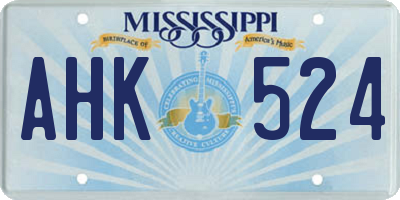 MS license plate AHK524