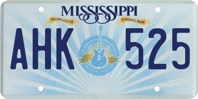 MS license plate AHK525