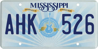 MS license plate AHK526