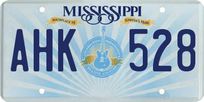 MS license plate AHK528