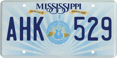 MS license plate AHK529