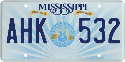 MS license plate AHK532