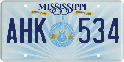 MS license plate AHK534