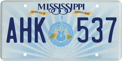 MS license plate AHK537