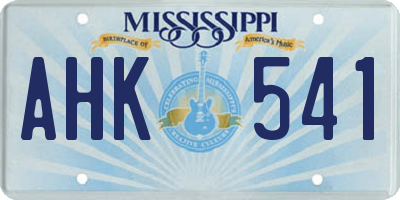 MS license plate AHK541