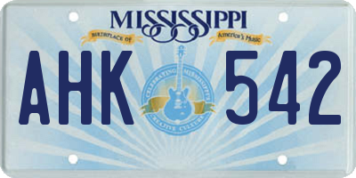 MS license plate AHK542