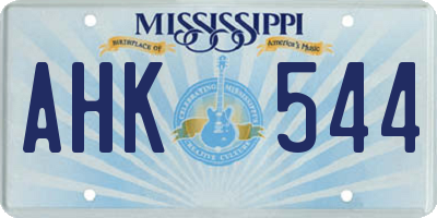 MS license plate AHK544