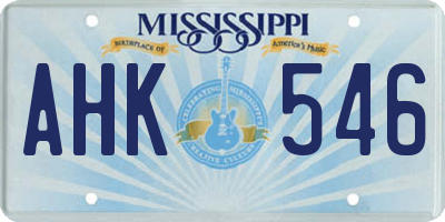 MS license plate AHK546