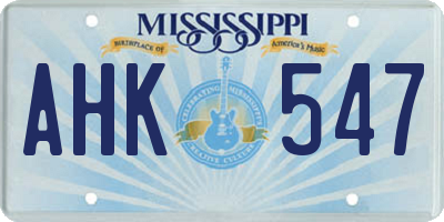 MS license plate AHK547