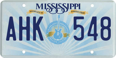 MS license plate AHK548