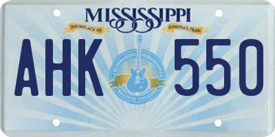 MS license plate AHK550