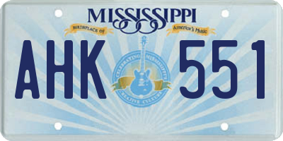 MS license plate AHK551