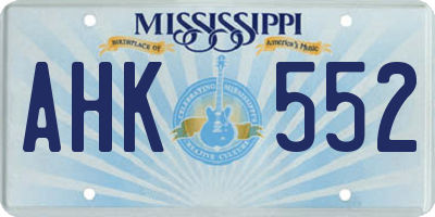 MS license plate AHK552