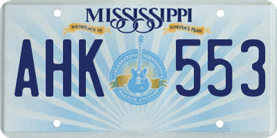MS license plate AHK553