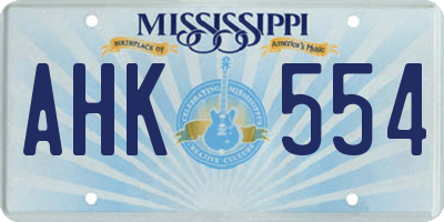 MS license plate AHK554