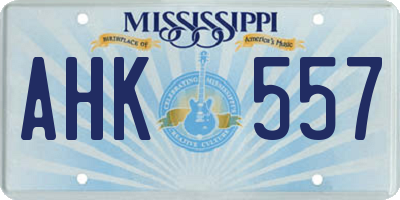 MS license plate AHK557
