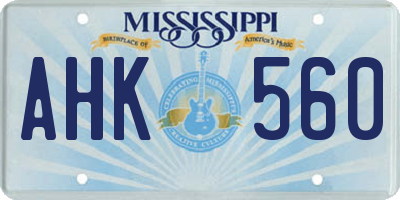 MS license plate AHK560