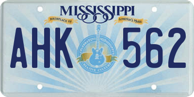 MS license plate AHK562