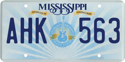 MS license plate AHK563