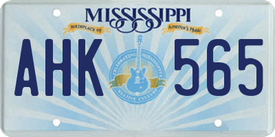 MS license plate AHK565