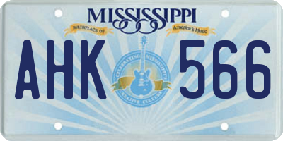 MS license plate AHK566