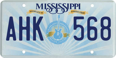MS license plate AHK568