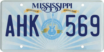MS license plate AHK569