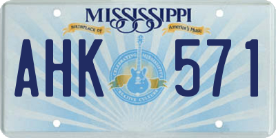 MS license plate AHK571