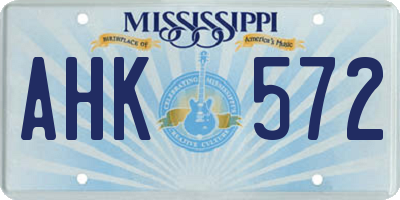 MS license plate AHK572