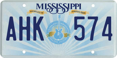 MS license plate AHK574