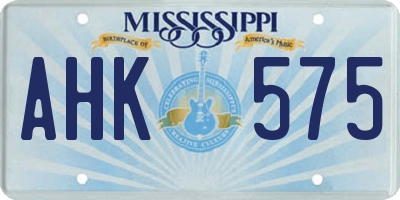 MS license plate AHK575