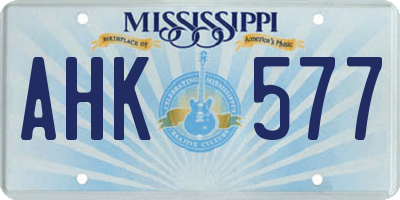 MS license plate AHK577