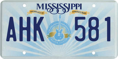 MS license plate AHK581