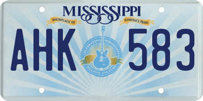 MS license plate AHK583