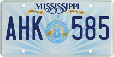 MS license plate AHK585