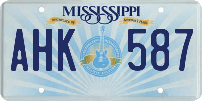 MS license plate AHK587