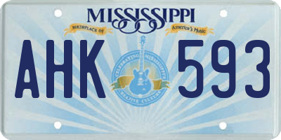 MS license plate AHK593