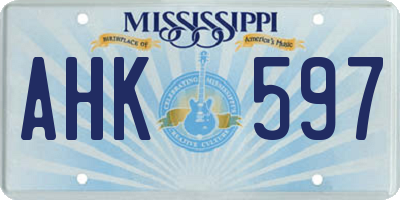 MS license plate AHK597
