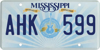 MS license plate AHK599