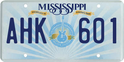 MS license plate AHK601