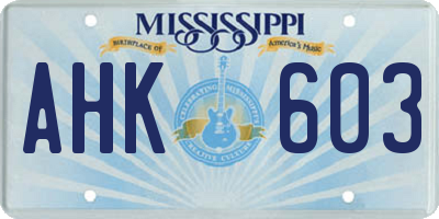 MS license plate AHK603