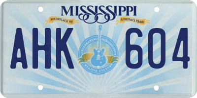 MS license plate AHK604