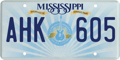 MS license plate AHK605